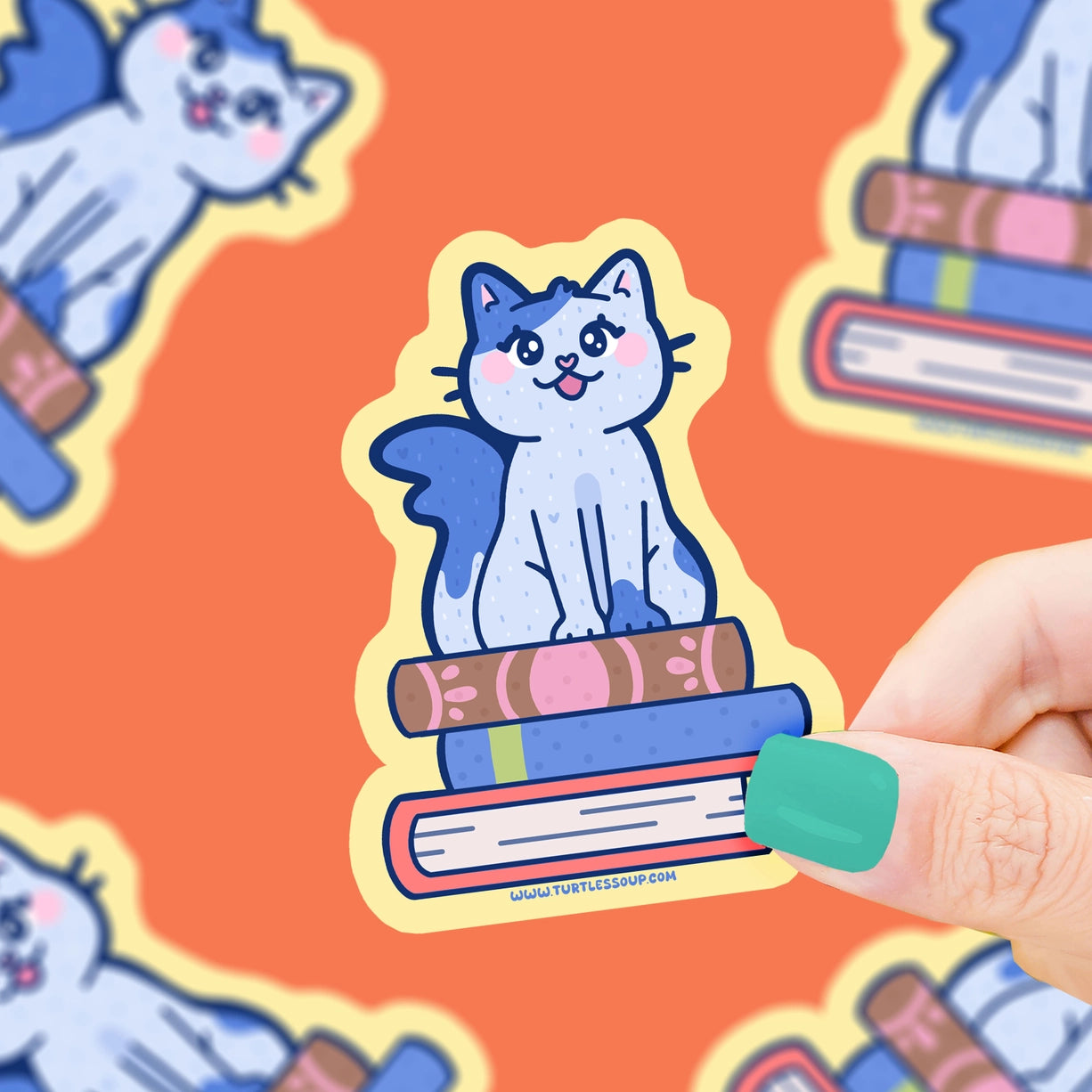 Sticker - Cat on Stacked Books