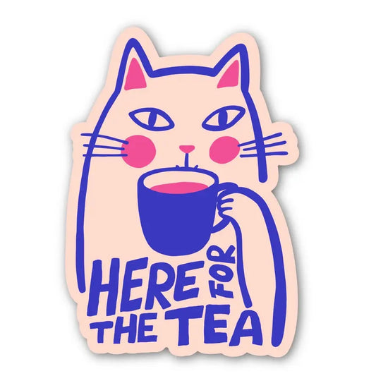 Sticker - Here For the Tea Cat