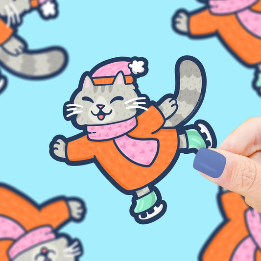 Sticker - Ice Skating Kitty