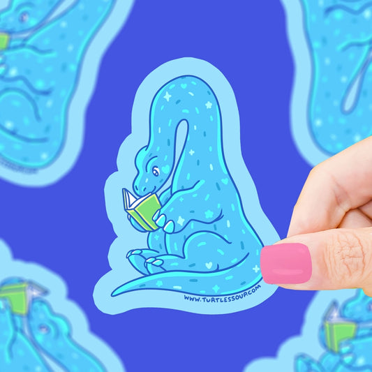 Sticker - Reading Brontosaurus