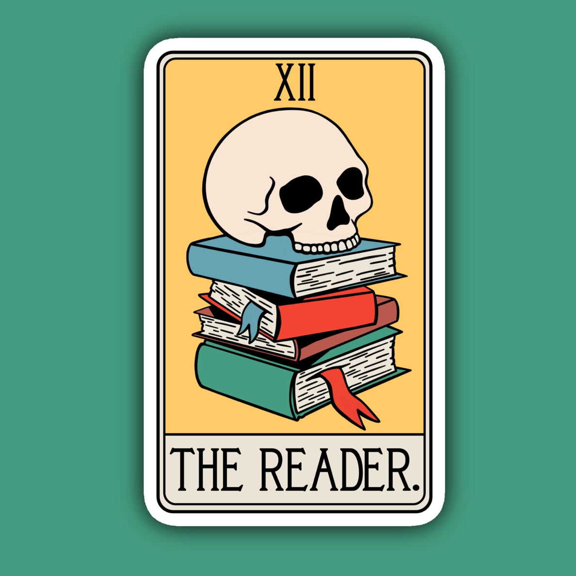 Sticker - The Reader Skull Tarot Card